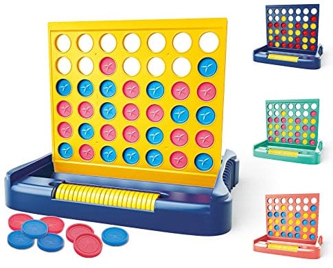Pup Go 4 Gewinnt Gelb, Familie Brettspiele für Kinder & Erwachsene ab 3 Jahren, Pädagogisches Strategiespiel Spielzeug, Tragbares Reisespiel für 2 Spieler, Faltbares Design mit 6 Ersatzchips