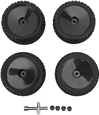RC-Reifen und -Räder, 4 Stück RC-Front-Hinterreifen und -Räder mit 12-mm-Hex-RC-Reifen und -Felgen für 1/10 RC Offroad-Auto-Upgrade-Teile(Schwarz) Automodell Spielzeug