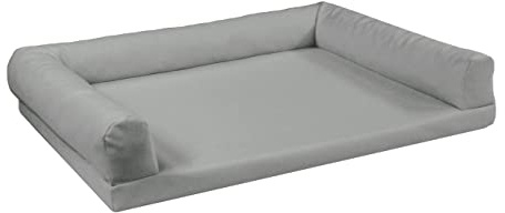 Juelle Orthopädisches Hundebett aus Kunstleder Sofa mit Matratze für große Hunde Abnehmbare Abdeckung, Waschmaschinenwaschbar, Lord L-XXL (100x75cm, Helle Asche)