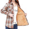 Minetom Kariert Hemd Damen Samt Warm Plaid Herbst Winter Langarm Jacke Gefüttert Plüsch Blusenshirt Hemdbluse Knöpfen Blusen Oberteil Stil M Khaki 44
