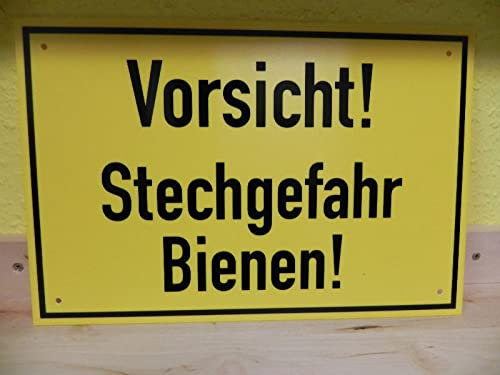 Warnschild -Vorsicht Bienen - Stechgefahr 30x20cm 1mm Starkes PVC, lichtfest,Löcher in den Ecken.Imker Imkerei