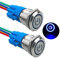Aiqeer 2 Pezzi 19 mm Interruttore a Pulsante Autobloccante, 12V / 24V 5A Interruttore di Accensione per Auto, Interruttore a Pulsante in Metallo con Presa Precablata (LED Blu)