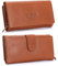 irisaa Damen Leder Wild Geldbörse, Portemonnaie Lang Geldbeutel,RFID Schutz 21 Kartenfächer, Brieftasche Groß, Vintage Design Used Look, Damen Tasche:weich Braun