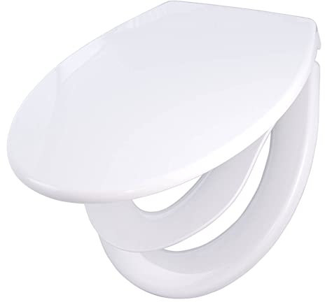 banjado® Familien WC Sitz mit Absenkautomatik 44x37cm - Klodeckel/Klobrille mit kindersitz aus hochwertigem Polypropylen - universeller Toilettensitz mit Kindersitz integriert