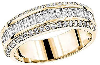 Ordner Blau 4 Ringe Gold Triple Strass Ringe Frauen Mode Voller Zirkon Ring Damen Schmuck Ringe Für Frauen Größe 5 11 Ringe Herren Breit (Gold, 11)