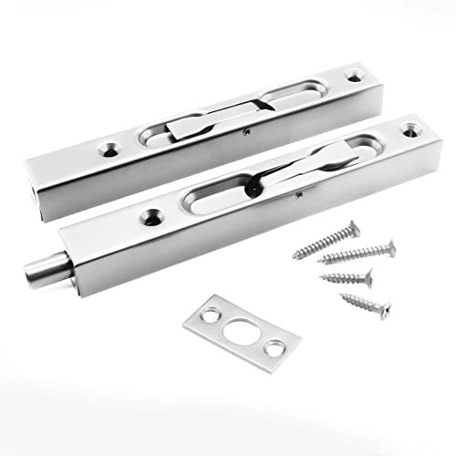 Kemcatui Bulloni a scomparsa, serratura per porta francese in acciaio inossidabile, bullone a scatto nascosto, doppia leva per porta, chiusura a chiavistello con ferramenta, argento