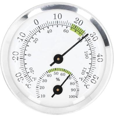 ANKROYU Thermometer-Hygrometer mit Zifferblatt, Mini-Hygrometer, Barometer mit Thermometer, Hygrometer für Humidore, Gewächshaus, Garten, Zuhause, sicher
