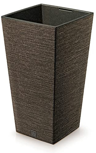 IMJ-Global Vaso per Fiori piante Quadrato Furu Square ECO WOOD Decorativo in Plastica e Legno 33% cm da Interno Esterno 20x20x38 cm Quadrato Caffè Design Moderno 11 Litri