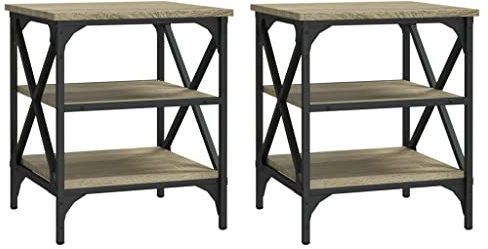 vidaXL Beistelltisch 2 STK., Tisch mit viel Stauraum, Couchtisch mit verstellbaren Beinen, Sofatisch Flurtisch Telefontisch, Sonoma Eiche Holzwerkstoff