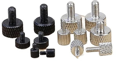 SBTRKT 4 Stück Rändelschraube M1.6 M2 M2.5 M3 M4 M5 Karbonstahl Zylindrischer Flachkopf Handfest Einstellschraube für DIY/Objektiv/Bremssattel (Color : Black Net, Size : M1.6x3-D4x3)