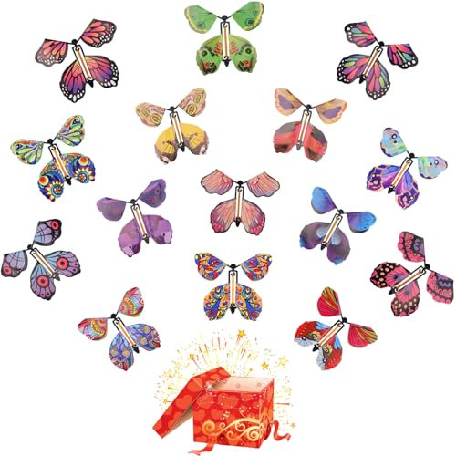 YTOOK 15Pcs Magic Flying Butterfly, Wind Up Flying Butterfly Surprise Box, Magic Fairy Flying Toy for Book Greeting Card Wedding Birthday Party Surprise