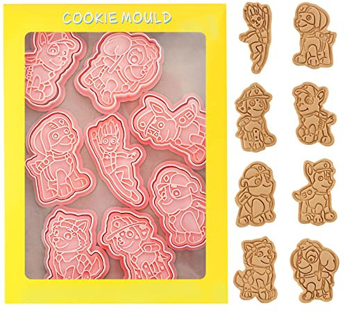 8 Stück Dog Patrol Keksausstecher Ausstechformen Kinder Paw Plätzchen Ausstecher 3D Tiere Cartoon Cookie Cutter Kekse Formen Ausstecher Sandwich Gemüse für Backen DIY Fondant Schokoladen Tortendeko