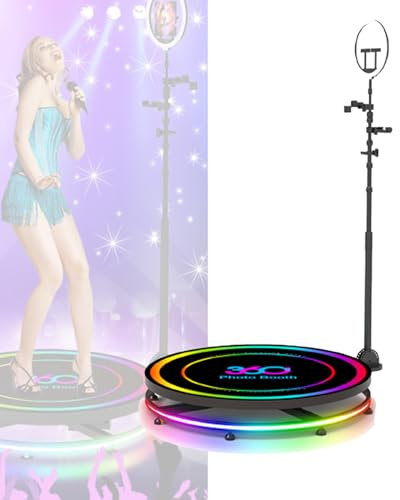 CHONGHAN 360 Photo Booth, 360 Automatic Rotating Selfie Requisiten, mit Ringlicht, Acht Geschwindigkeitsregelung, APP-Steuerung, buntes Lichtwechsel, für Party, Hochzeit, automatische Zeitlupe,