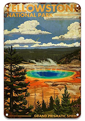 Yellowstone National Park Blechschilder, Metall-Wandpaneel für Kaffee und Bar, individuelles Wohnzimmer, Büro, 20,3 x 30,5 cm
