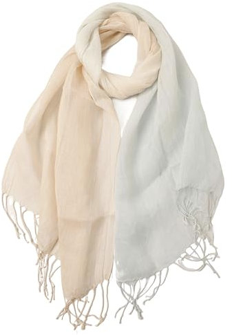 Prettystern Farbverlauf Tie-Dye Batik 100% Leinen Frühling Sommer Fransen Schal - T102 hellblau