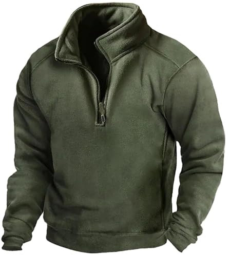 Kobilee Maglia Pile Uomo Invernale Caldo Giacca in Pile con Mezza Zip Senza Cappuccio Micropile Maglione Pile Felpata Montagna Felpa da Lavoro Pesante Vintage Maglia Pile Felpa Pile Peluche