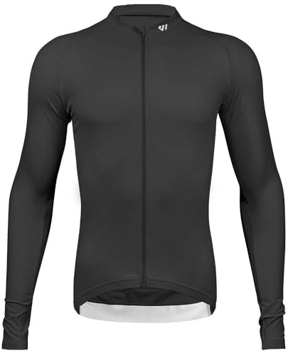 Wulibike Radtrikot Herren Langarm - Rennrad Trikot Herren Reißverschluss mit Taschen, Für Frühling und Herbst geeignet Schwarz M