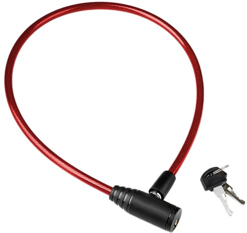 Lucchetto bici con cavo acciaio rinforzato 60 cm blocco tasti per protezione avanzata durevole facile da usare e altamente efficace contro i furti (Rosso)