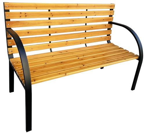 BDW - Dalia Gartenbank - Bank für Balkon, Garten - Gartenbank Metall und Holz - Sitzbank - Gartenbank Wetterfest - Sitzbank mit Lehne - Balkonbank, Sitzbank Outdoor
