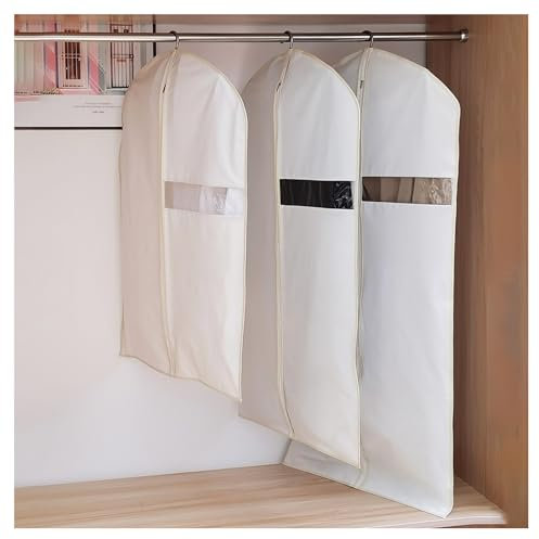 Baumwoll-kleidersack, Hängende Kleidertasche, Waschbar, Baumwollleinen, Atmungsaktiv, Anzugbezüge, Mottensichere Kleiderbezüge Mit Reißverschluss Für Pullover, Mäntel, Dau(Size:110×58×9cm,Color:Flach)