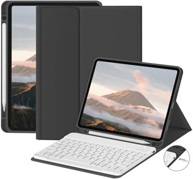 zoyu Tastatur Hülle für iPad Pro 11 Zoll 4./3./2. Generation 2022/2021/2020 mit Stifthalter, Ultra Slim, Verstellbarer Ständer, Abnehmbarer Bluetooth QWERTZ Tastatur für iPad Pro 11 Zoll, Schwarz