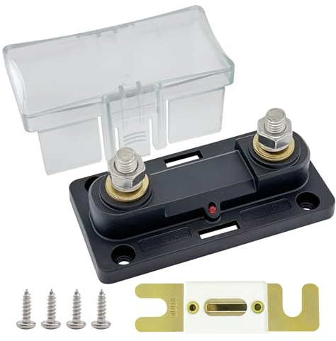 35-300 Ampere ANL-Sicherungshalter, Ampper DC 12-32V In-Line ANL-Sicherungsblock-Kit mit M8 (5/16) Bolzen, LED-Leuchtanzeige, Isolierabdeckung und 300A-Keramik-Sicherung