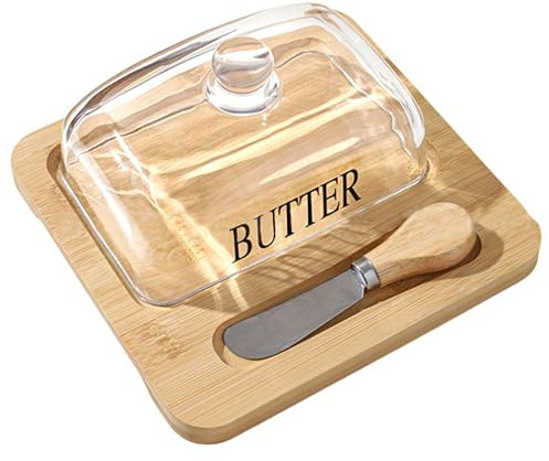 Butterdose Mit Glasdeckel, Butterdose Mit Buttermesser, Multifunktion Butterbehälter, Butterschatz Für Zuhause, Küche, Restaurant, Käse Und Butter