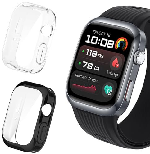 ToVioc [2 Stück] Hülle mit Schutzfolie Kompatibel mit Huawei Watch D2, Anti-Kratzfest, Vollschutz Shell, Flexible TPU Schutzhülle für Huawei Watch D2 - Schwarz & Transparent