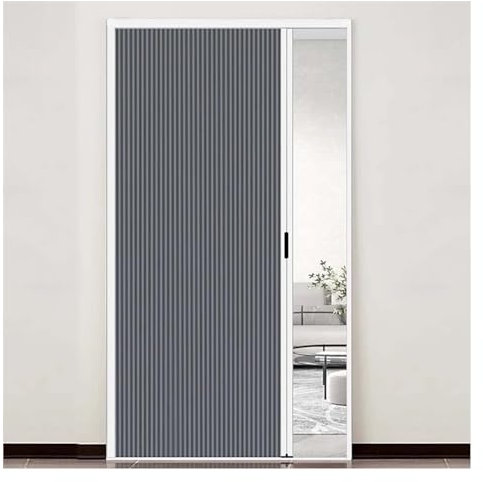 Innentür ohne Bohren, versenkbare Falttür mit Aluminiumrahmen und Zellstoff, wasserdicht und wärmeisolierend, for Schlafzimmer, Badezimmer, Küche, Büro(Dark gray,85x200cm/33x79in)
