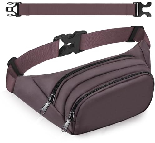 SUPHOSMT 4 Pockets BumBags with 35cm Extended Belt Large Capacity Brown | Water Resistant waist bag for women Men,Durable Material Bum Bag,Adjustable Belt Fanny Pack for iPad mini & iPhone
