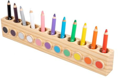Ysislybin Stiftehalter aus Holz, 16,4 x 1,5 x 2,7 Zoll mit 11 Fächern, Schreibtisch Organizer für Kinder, Stiftebox für Schule, Büro und Zuhause