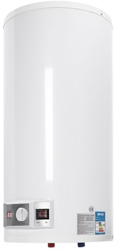 80L Elektro Warmwasserspeicher Speicher, 2000W wandmontierter Boiler 25-75℃ frei einzustellen IPX4 wasserdichte Leckage-Schutz LED zeigen mit Handbrause und Duschkopfhalter 70×30cm