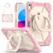 Viajes con tableta Funda compatible con iPad (A16) 11.ª generación 2025, resistente a golpes, con soporte giratorio de 360 ​​grados, correa de mano y correa de hombro. Protección de tabletas(Rose Gold