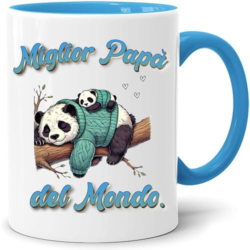 Jungle Mug Fête des pères | Tasse Meilleur papa du monde avec Panda | Idée cadeau originale pour homme | Tasse de petit-déjeuner homme amoureux du café | Idée cadeau Papa doux et mignon