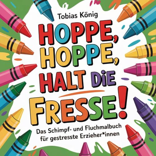 Geschenk für Erzieher und Erzieherinnen - Ein Fluchmalbuch: Hoppe, hoppe halt die Fresse! Perfektes Geschenk für gestresste Pädagogen.