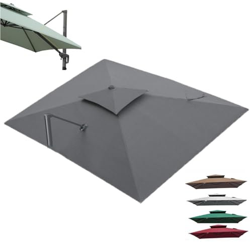ZIUSFAC 3×4m Tessuto di Ricambio per Ombrellone Decentrato Telo di Ricambio per Ombrellone Grande Rettangolare Telo Ombrellone da Balcone 8 Stecche 3×3(Gray,4x3m (13x9.8ft))