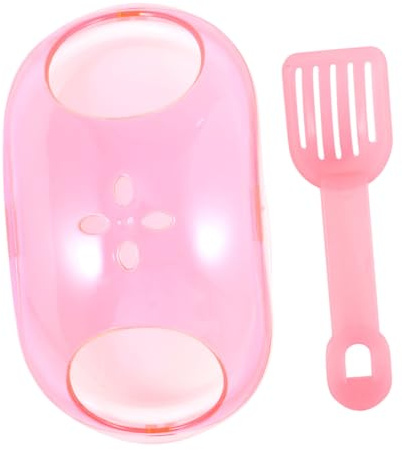 HOODANCOS Kleintier Zufällige Farbe aus Kunststoff Sandbadezimmer mit Sandschaufel Halbdurchsichtigem Design und Sicher für Kleine Haustiere im Zuhause oder Hamster und Chinchillas