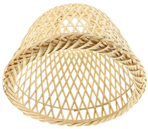 MALUGOGO Vintage handgefertigter Bambus-Lampenschirm, Retro-Bambus-Lampenabdeckung für Esszimmer und Schlafzimmer, natürliches Rattan, Bastel-Lampenschirm, Dekoration