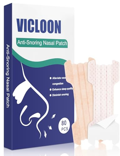 Vicloon Nasenpflaster Schnarchen, 80 Stück Nasenstreifen Gegen Schnarchen, Schnarchstopper Nose Strips für Sport & bessere Schlafqualität, Anti Schnarch