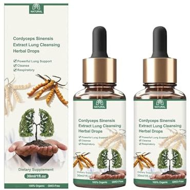 Lung Cleansing Herbal Drops, Cordyceps Sinensis-Extrakt, Lung Cleansing Herbal Drops, Lung Clearing Herbal Spray, Natürliche Wirkstoffe, Zur Erhaltung Der Gesundheit (2pcs)
