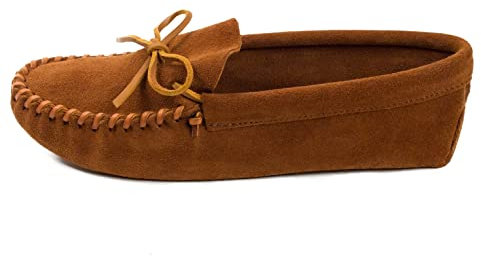 Minnetonka Men's Leather Laced Softsole Moccasin, Brown, 6.5 M US