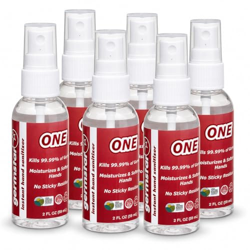 Germstar ONE Hand Sanitiser Spray Bottles 59ml (Pack of 6) | Kills 99.9% of Germs | Alcohol Antibacterial Sanitiser with Spearmint Fragrance | Moisturising Formula | Travel Size Spray Bottles