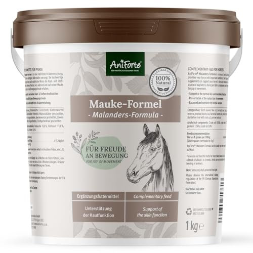 AniForte Mauke Formel für Pferde 1kg - Natürliche Hautpflege & Hufpflege, unterstützt Stoffwechsel & Immunsystem, Pferdepflege für Vitale Haut & Wohlbefinden