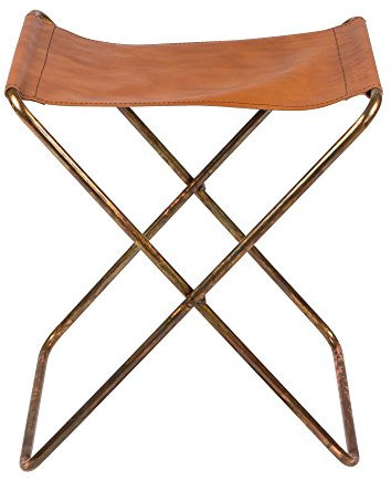 Broste Copenhagen NOLA Faltstuhl, Leder, Braun, B39 x L31 x H45 cm