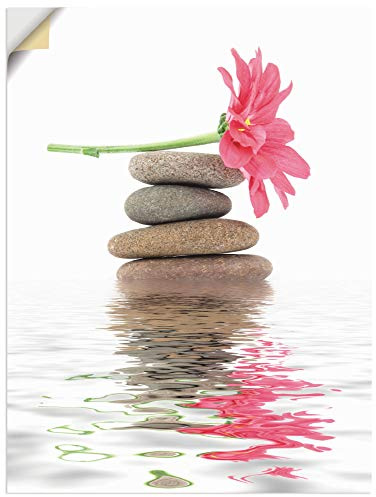 ARTland Wanddeko Wandtattoo selbstklebende Vinylfolie 45x60 cm Natur Asien Zen Spa Steine Blumen Blüten See Frühling T5QW