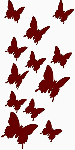 3D Schmetterlinge Blumen 12er Set Dekoration Wandtattoo (Braun)