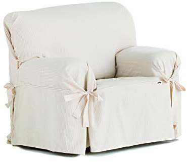 Eysa Bianca Nicht elastisch mit Krawatten Sofa überwurf 1 Sessel, Baumwolle, 00-Ecru, 80 x 120 x 70 cm