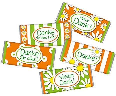 STEINBECK Danke 5er Set Mini Schokolade Tafel Geschenk süß Mitbringsel Dankeschön Vielen Dank statt Blumen Geburtstag Freundin
