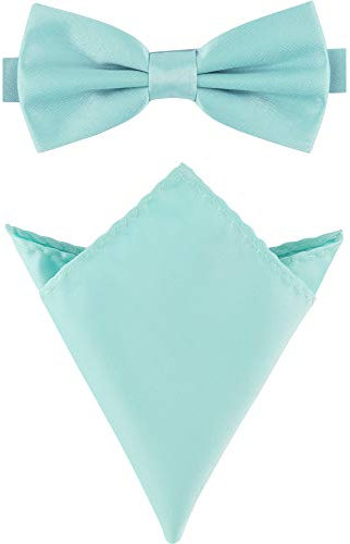 Ladeheid Herren Schmale Fliege & Einstecktuch Set M/P (12cm x 6cm, 22cm x 22cm, Minze)