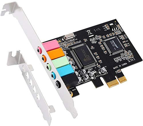 QNINE PCIe Soundkarte für PC Windows 10, PCI Express Desktop Sound Adapter mit Low Profile Halterung, 3D Stereo PCIe Audiokarte für Windows XP 7 8